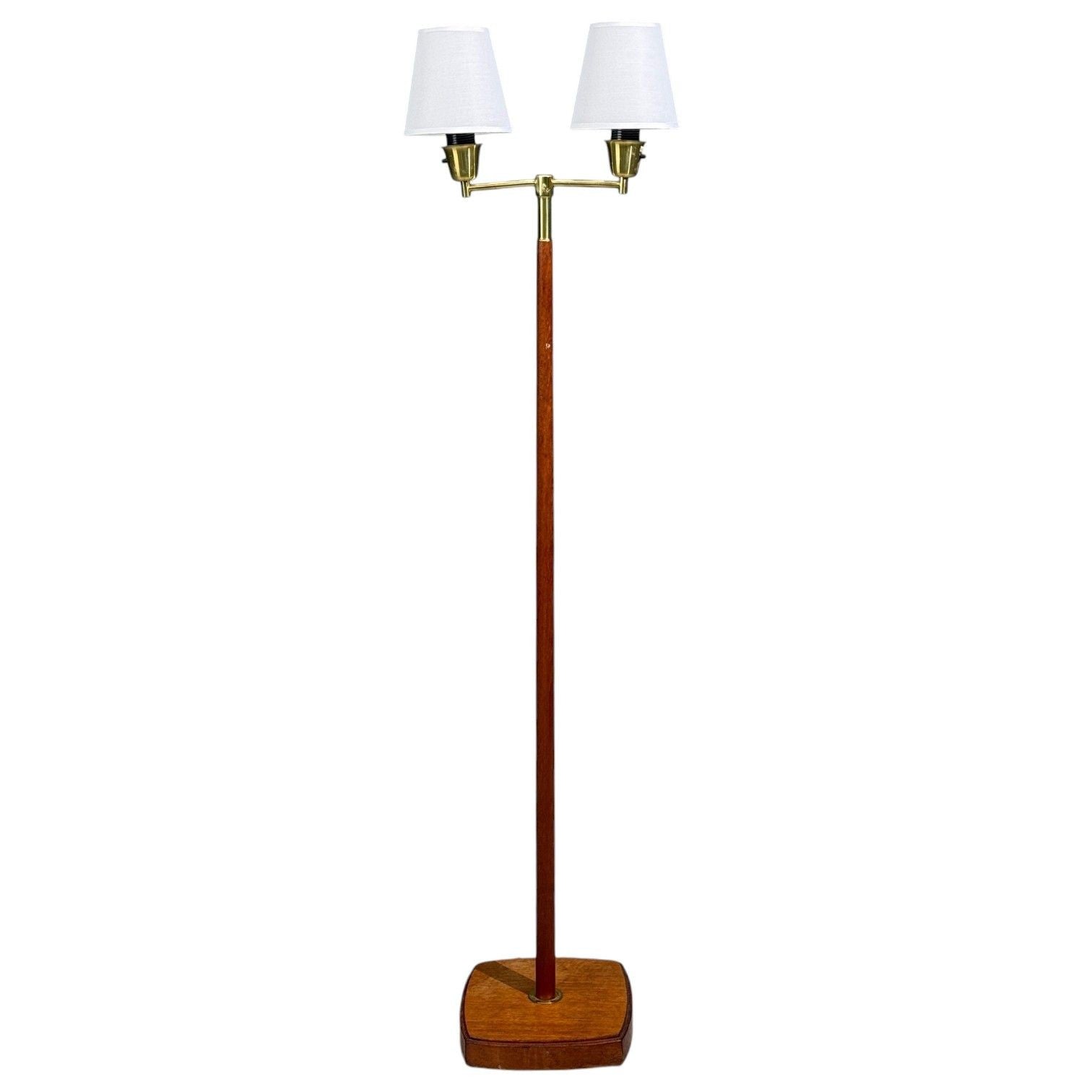 Swedish Modern, Floor Lamp, Teak, Brass, Sweden, 1960s