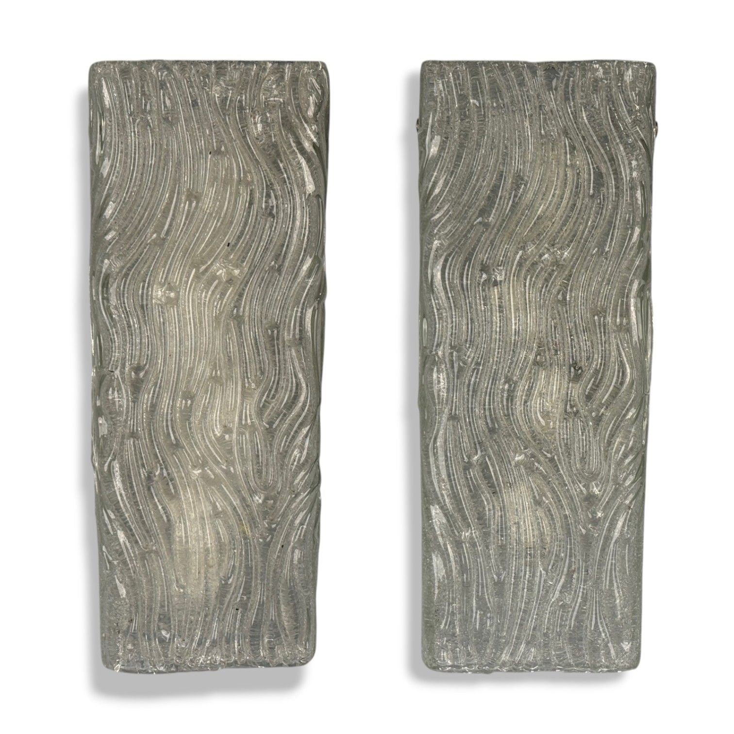 Swedish Modern, Textured Glass, Nickel, Wall Lights, Sweden, 1970s