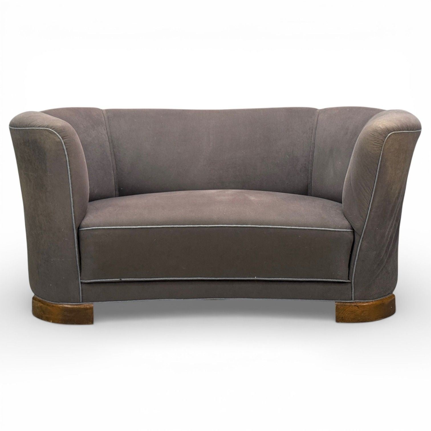 Danish Modern, Banana Sofa, Stained Beech, Fabric, Denmark, 1930s