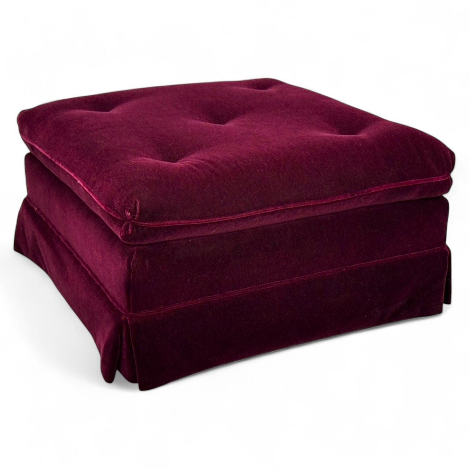 Traditional, Aubergene Mohair, Rolling Ottoman, England, 1970s