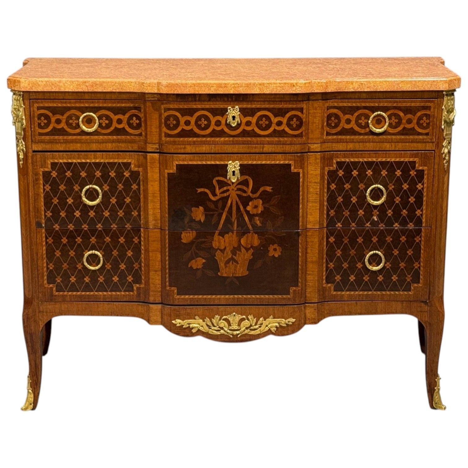 Louis XVI, Commode, Bronze, Parquetry, Faux Marble, France, 20th c.