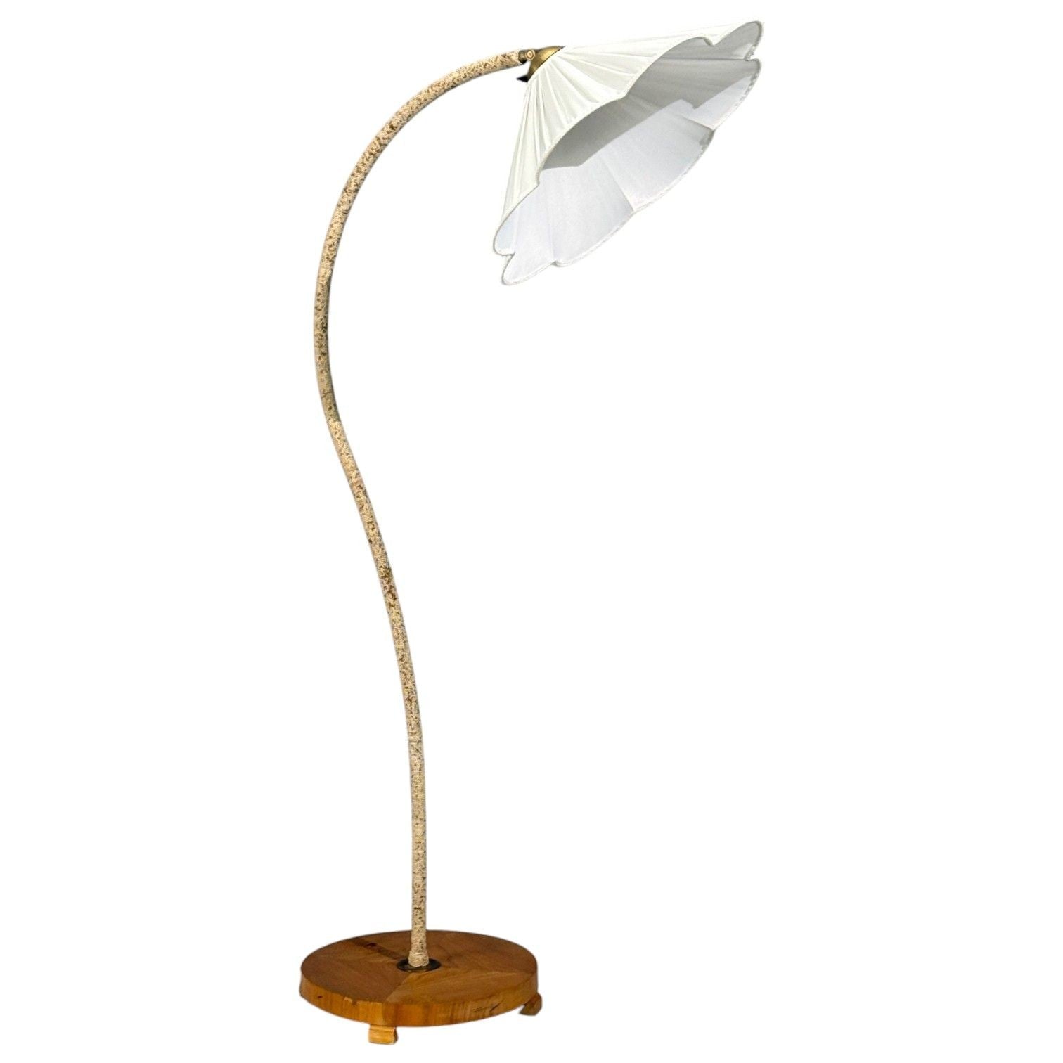 Swedish Modern, Organic Floor Lamp, Cord, Wood, Sweden, 1930s