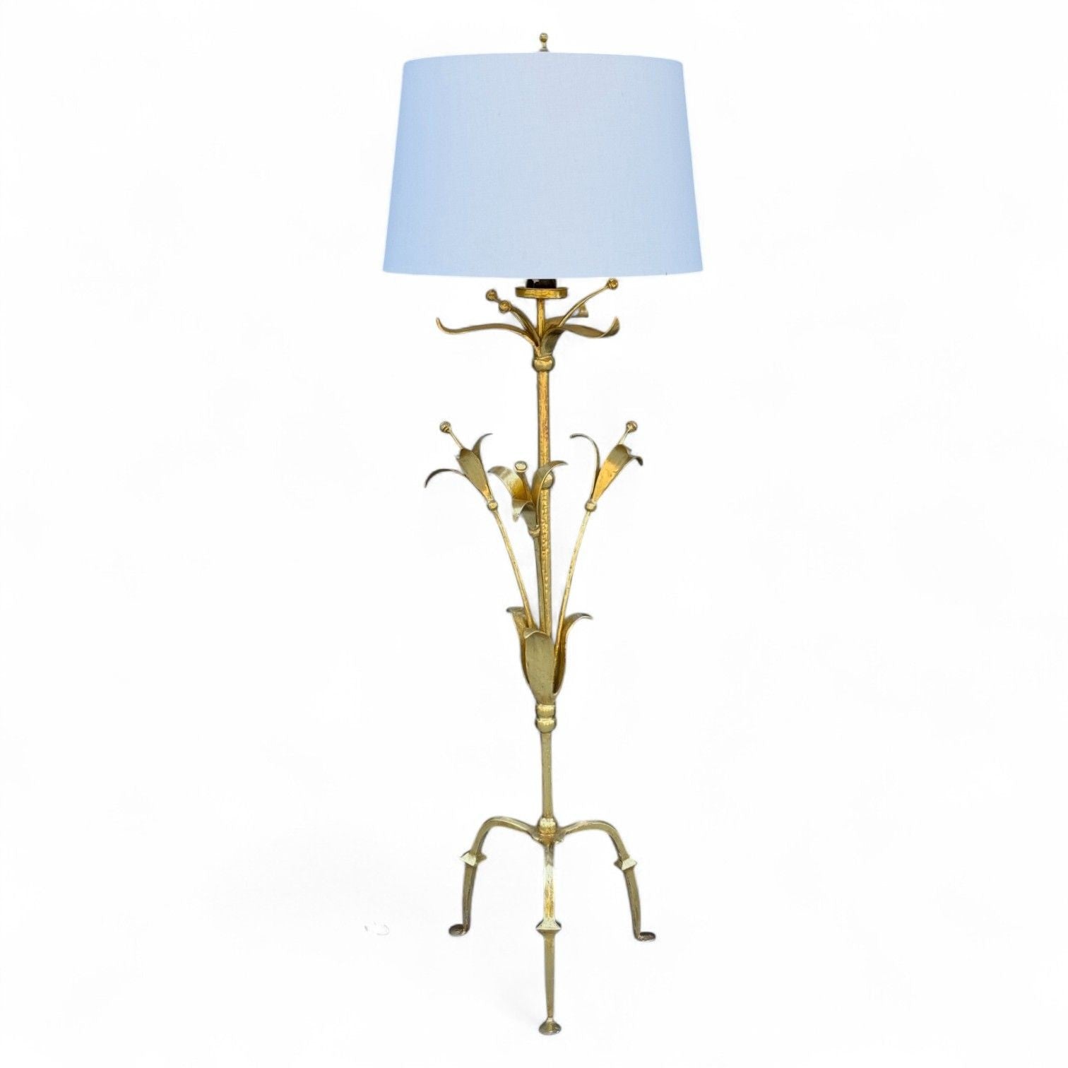 Hollywood Regency, Gilt Metal, Floral Floor Lamp, France, 1960s