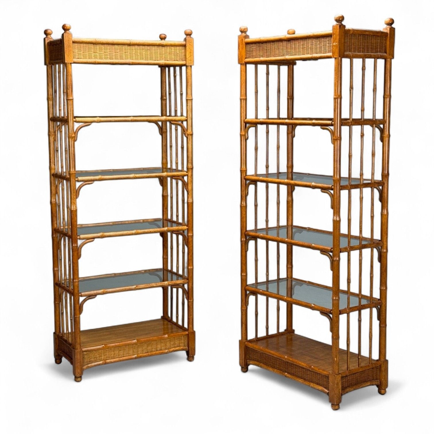 American Modern, Bamboo, Wood, Etageres, USA, 1980s