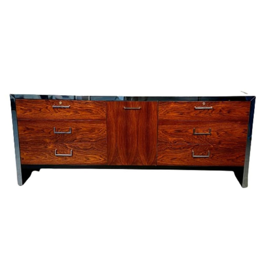 Mid-Century Modern Milo Baughman Rosewood Dresser for John Stuart, Chrome Accent