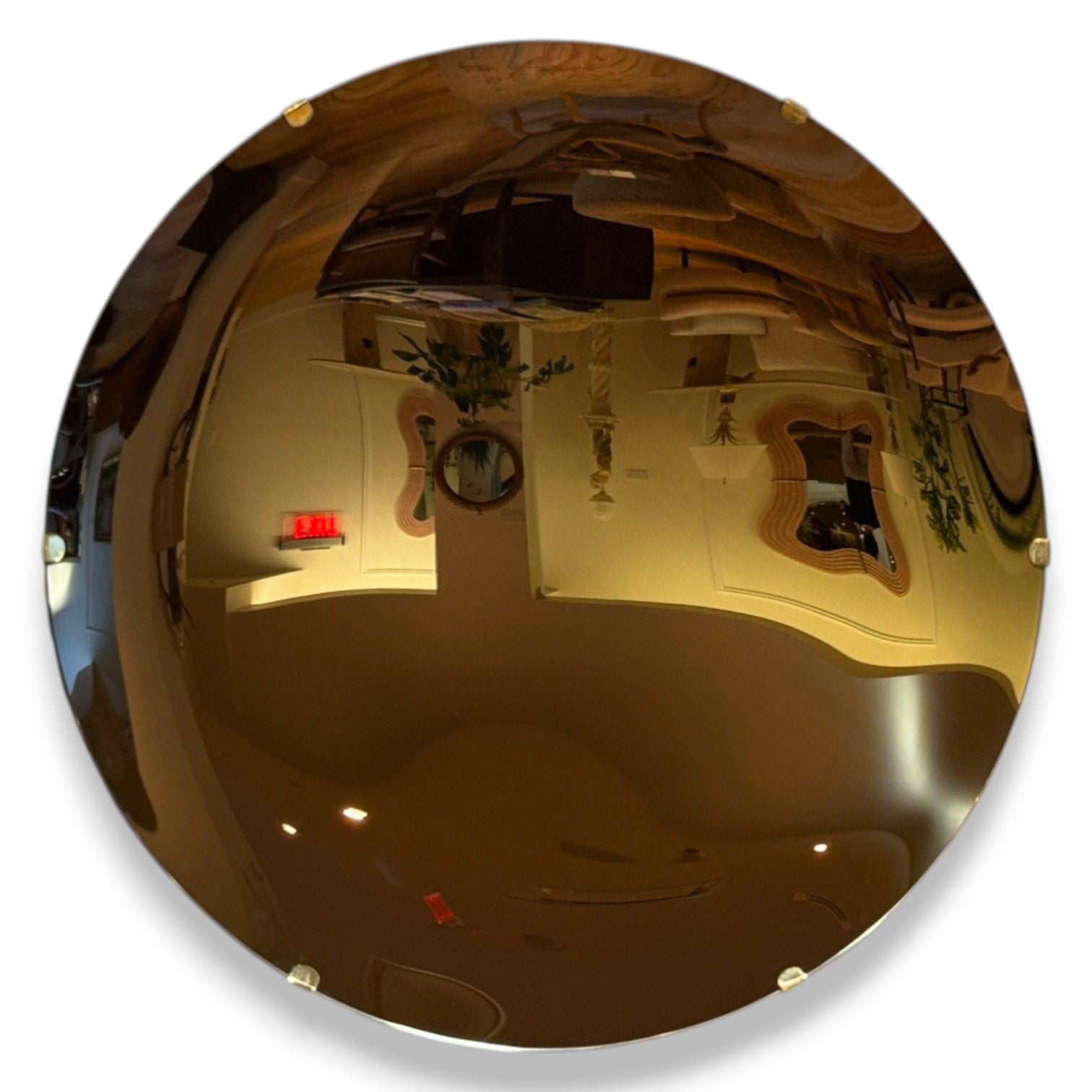 Contemporary, Concave Glass, Brass, Bronze Modern Space Age Wall Mirror