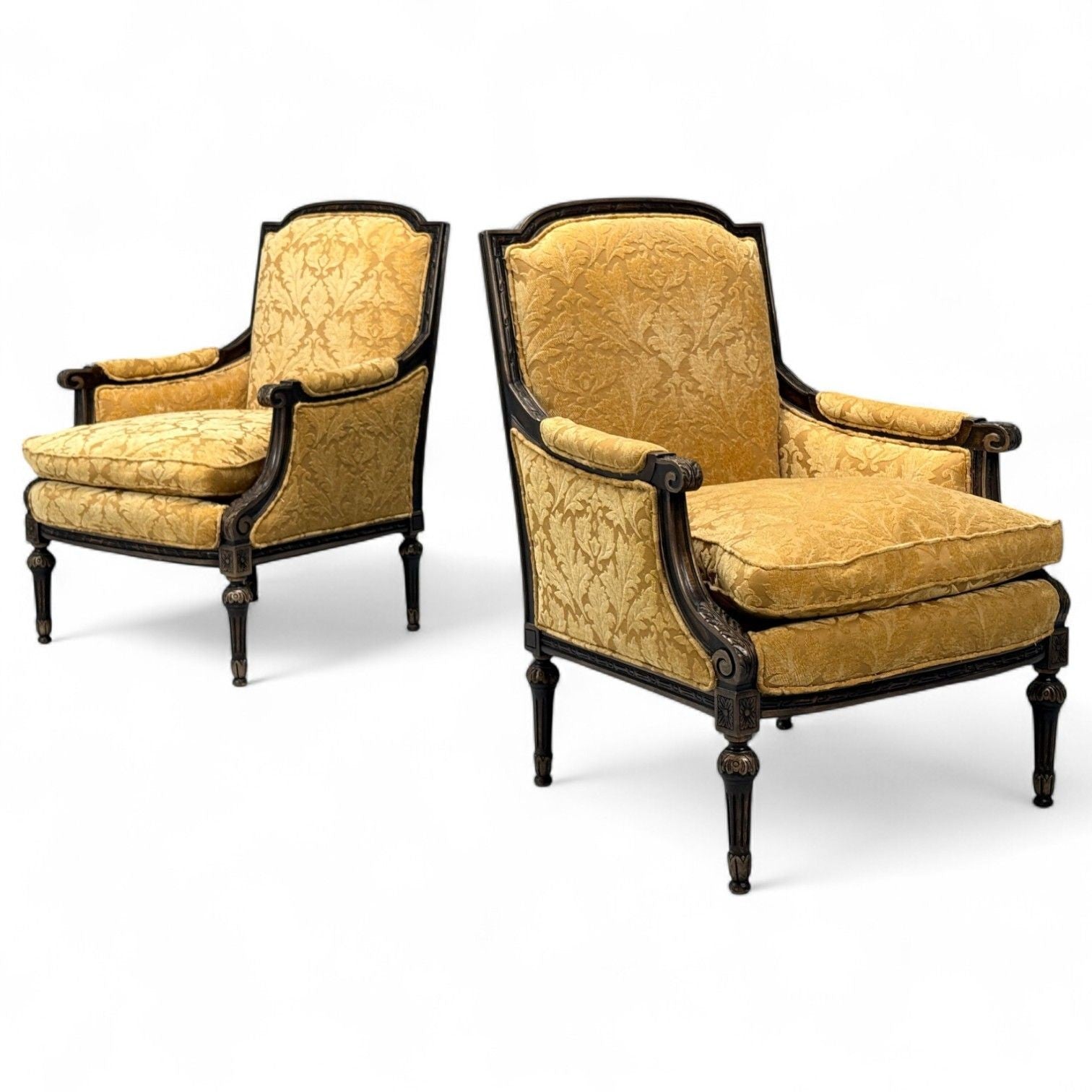 Louis XVI Style, Beige Fabric, Mahogany, Lounge Chairs, France, 1920s