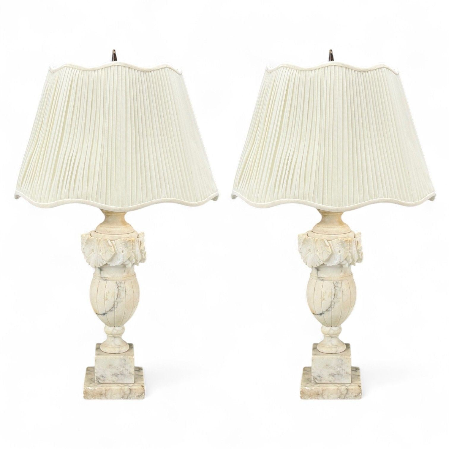Italian Neoclassical, Marble, Alabaster, Brass, Table Lamps, Italy, 1940s