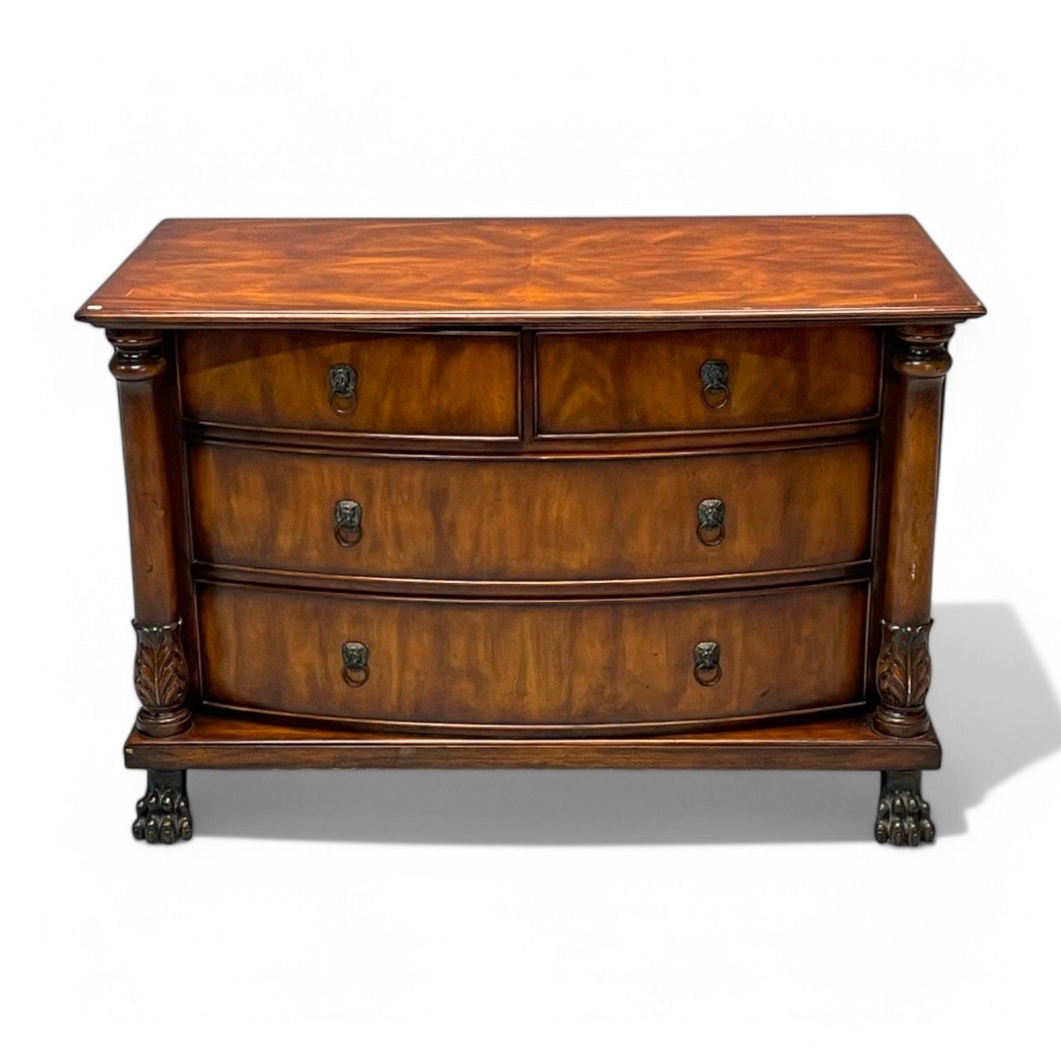 French Empire Style, Flame Mahogany, Bronze, Bow Front Dresser, USA, 20th C.