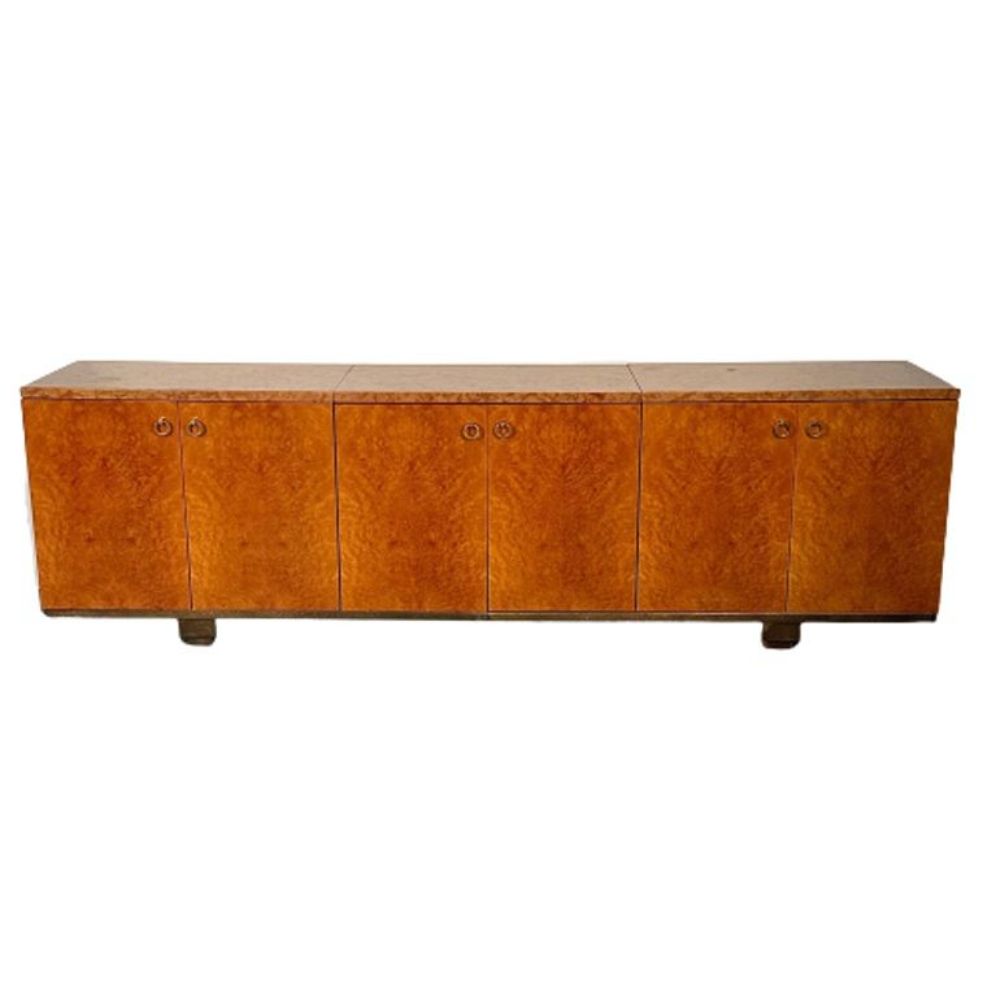 Peter Marino Modern Sideboard or Cabinet in Maple, Marble and Brass, Monumental