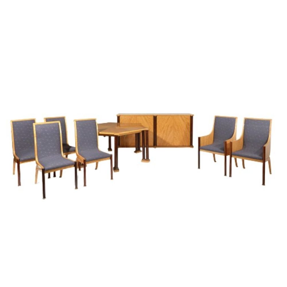 Vladimir Kagan Dining Room Set, Table, Chairs, Sideboard, Labeled, Copeland
