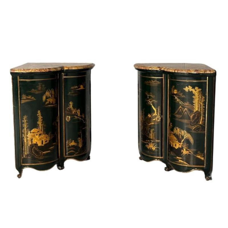 Pair Louis XV Style Japanned Corner Cabinets / Encoignures, Christies Provenance