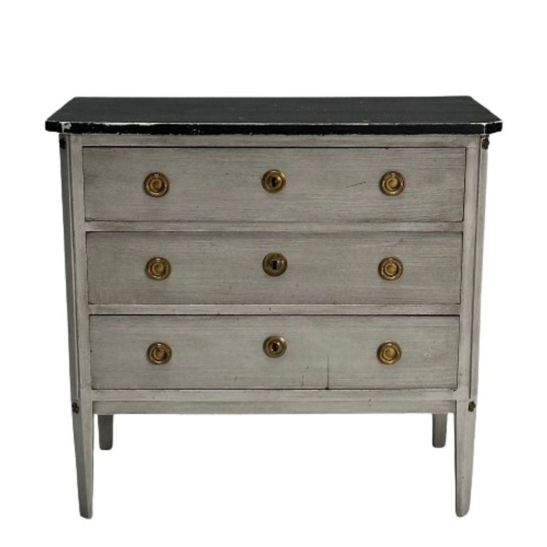 Gustavian, Swedish Commode, Gray Paint Distressed, Sweden, 1950s