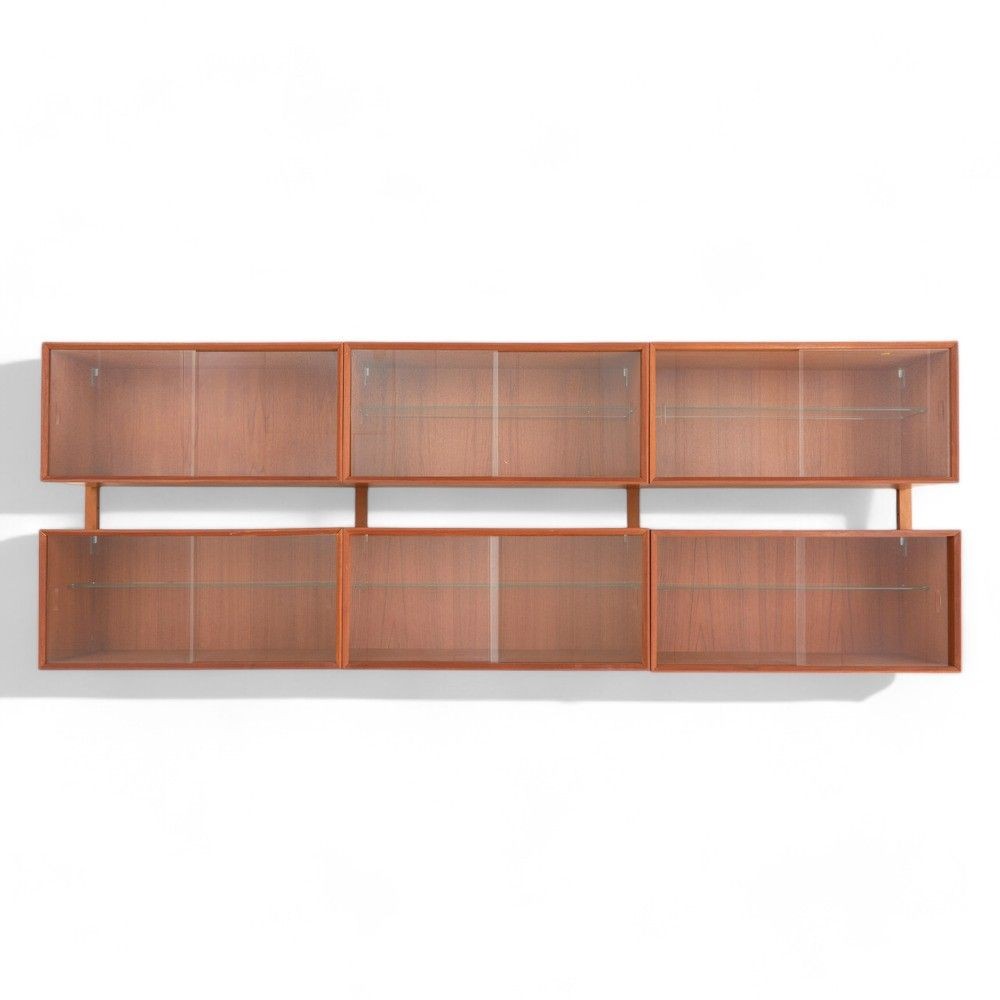 Scandinavian Mid-Century Modern, Wall Mounted Bookshelf, Teak, Norway, 1967