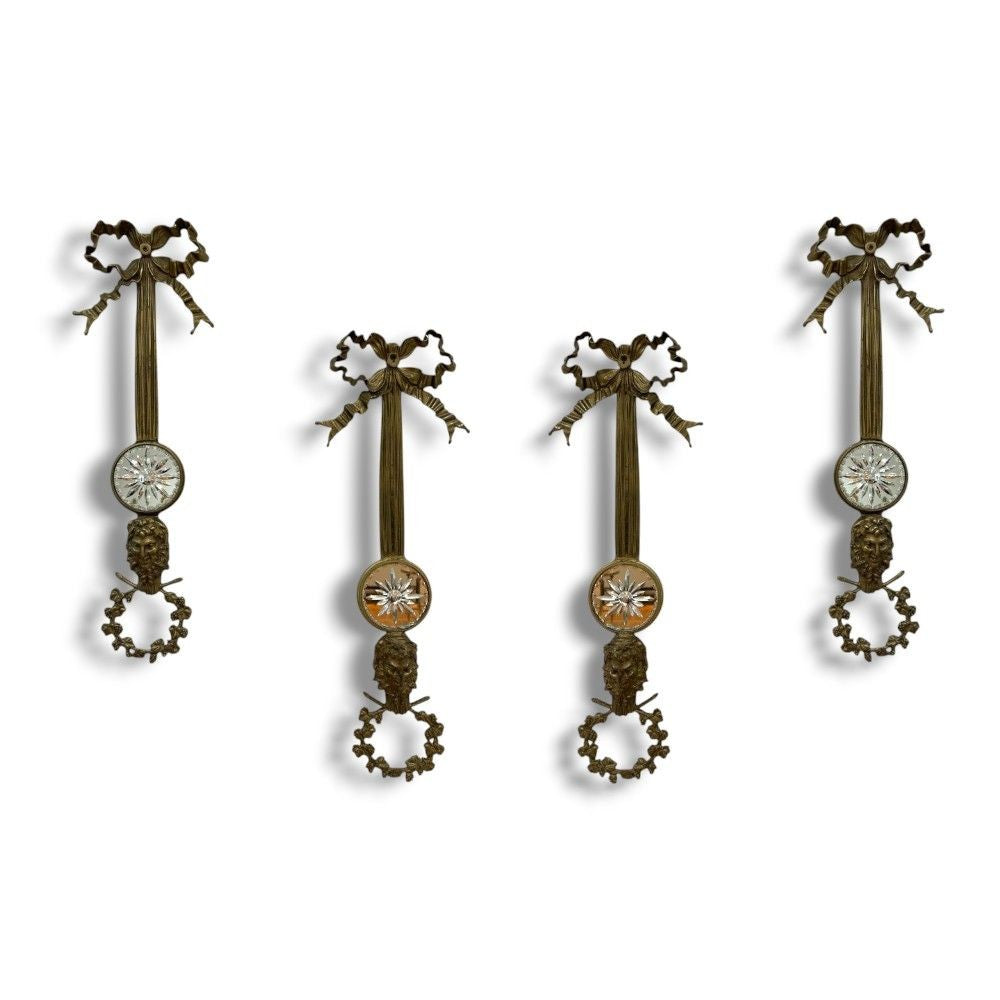 Louis XVI Style, Bronze, Mirror, Four Wall Appliques, France, 19th C.