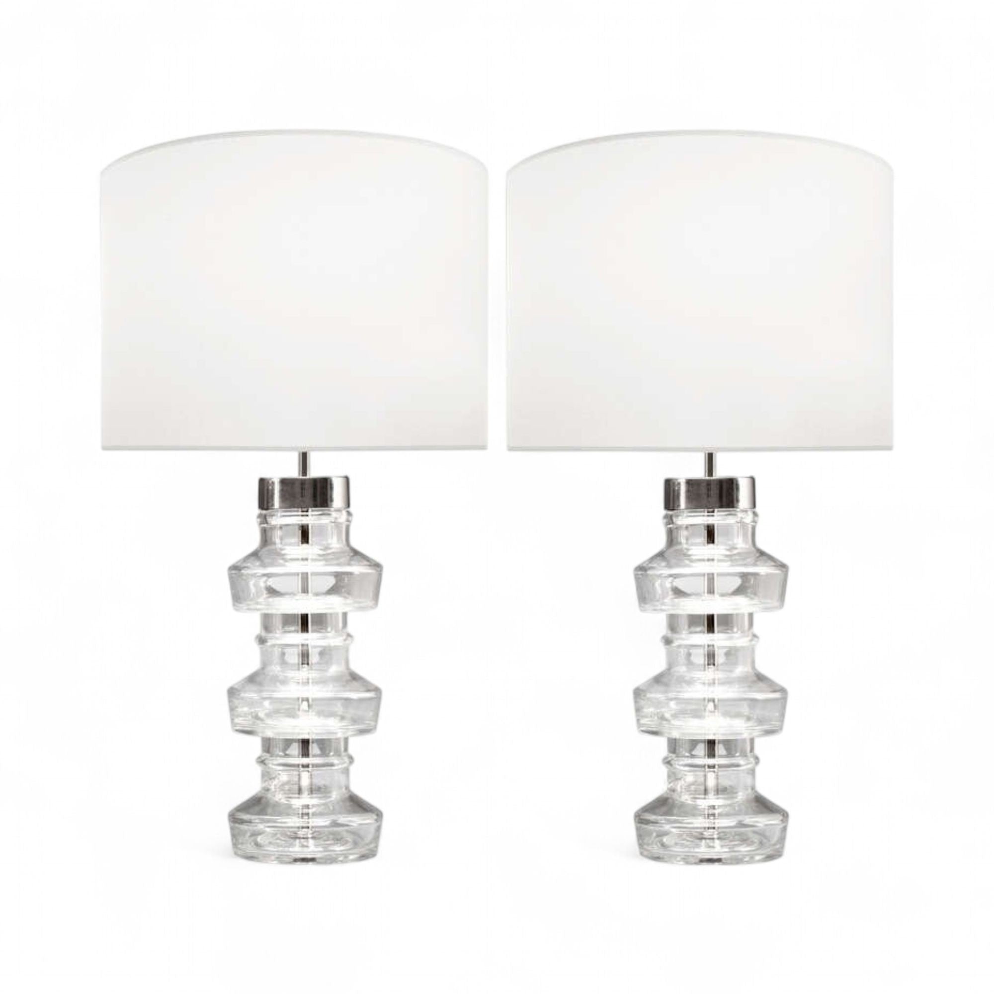 Carl Fagerlund, Swedish Modern, Nickel, Glass, Table Lamps, Sweden, 1960s