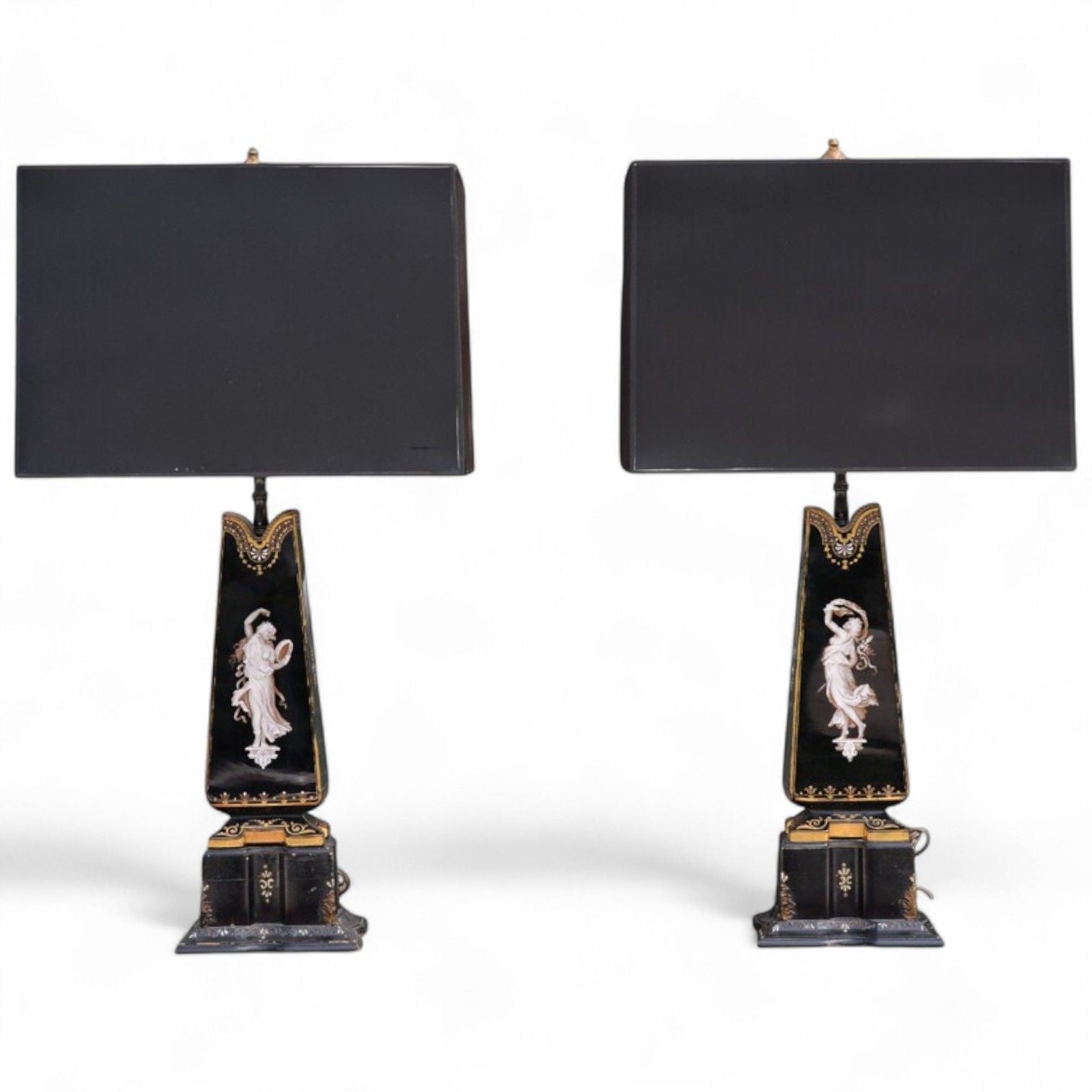 Hollywood Regency, Opaline, Bronze, Painted Table Lamps, France, 1920s