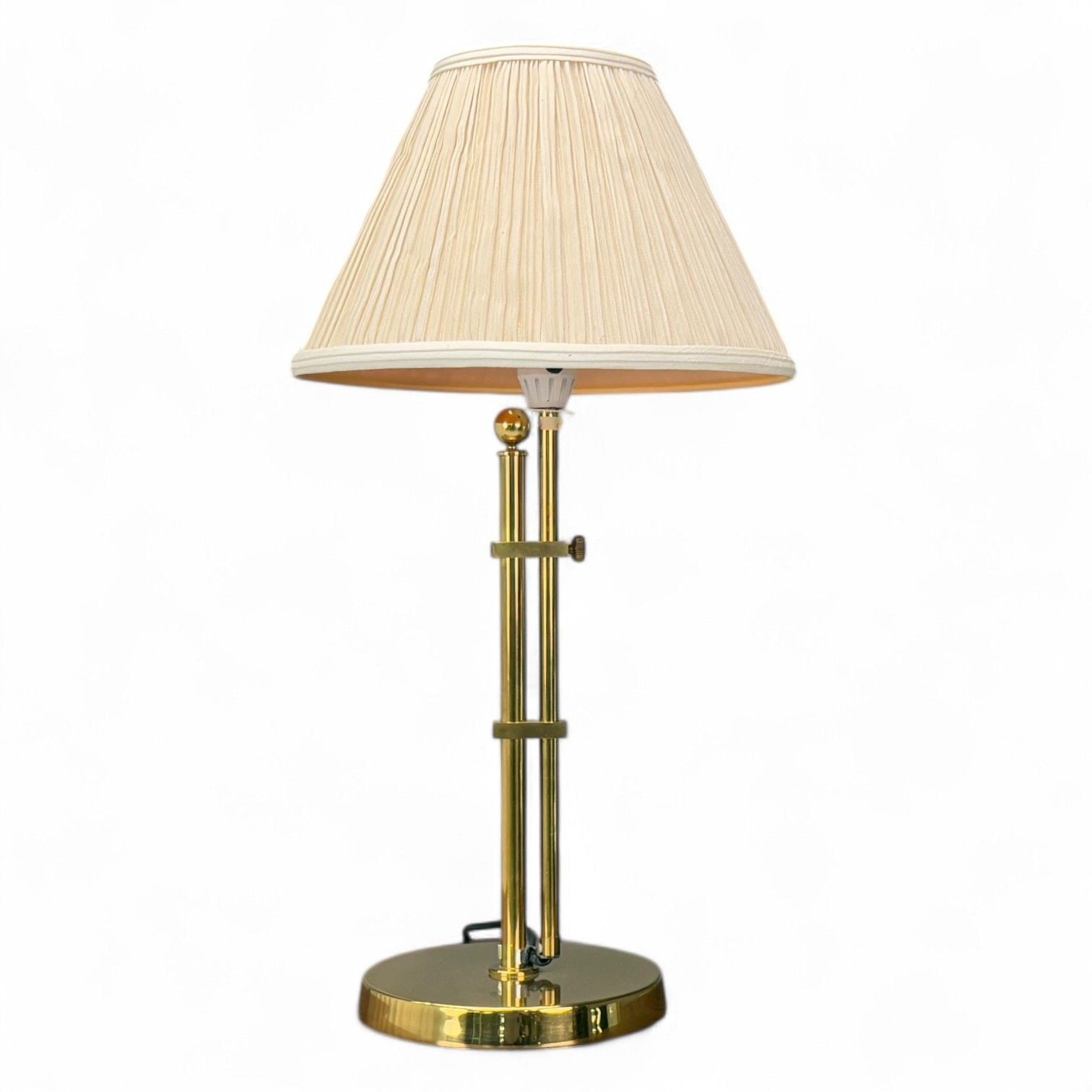 Bergboms, Swedish Modern, Brass, Fabric, Adjustable Table Lamp, Sweden, 1980s