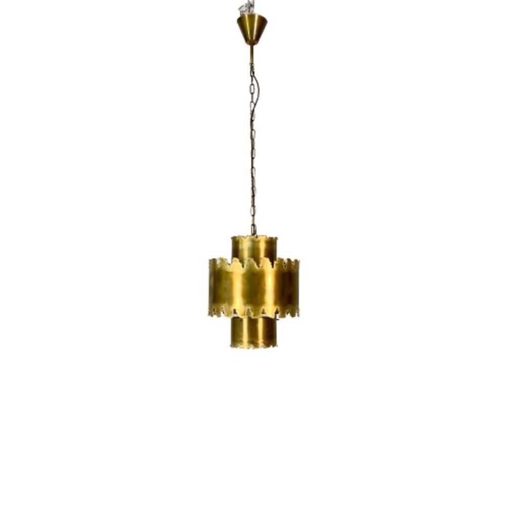 Mid-Century Modern Brutalist Chandelier / Pendant by Tom Greene, Patinated Brass