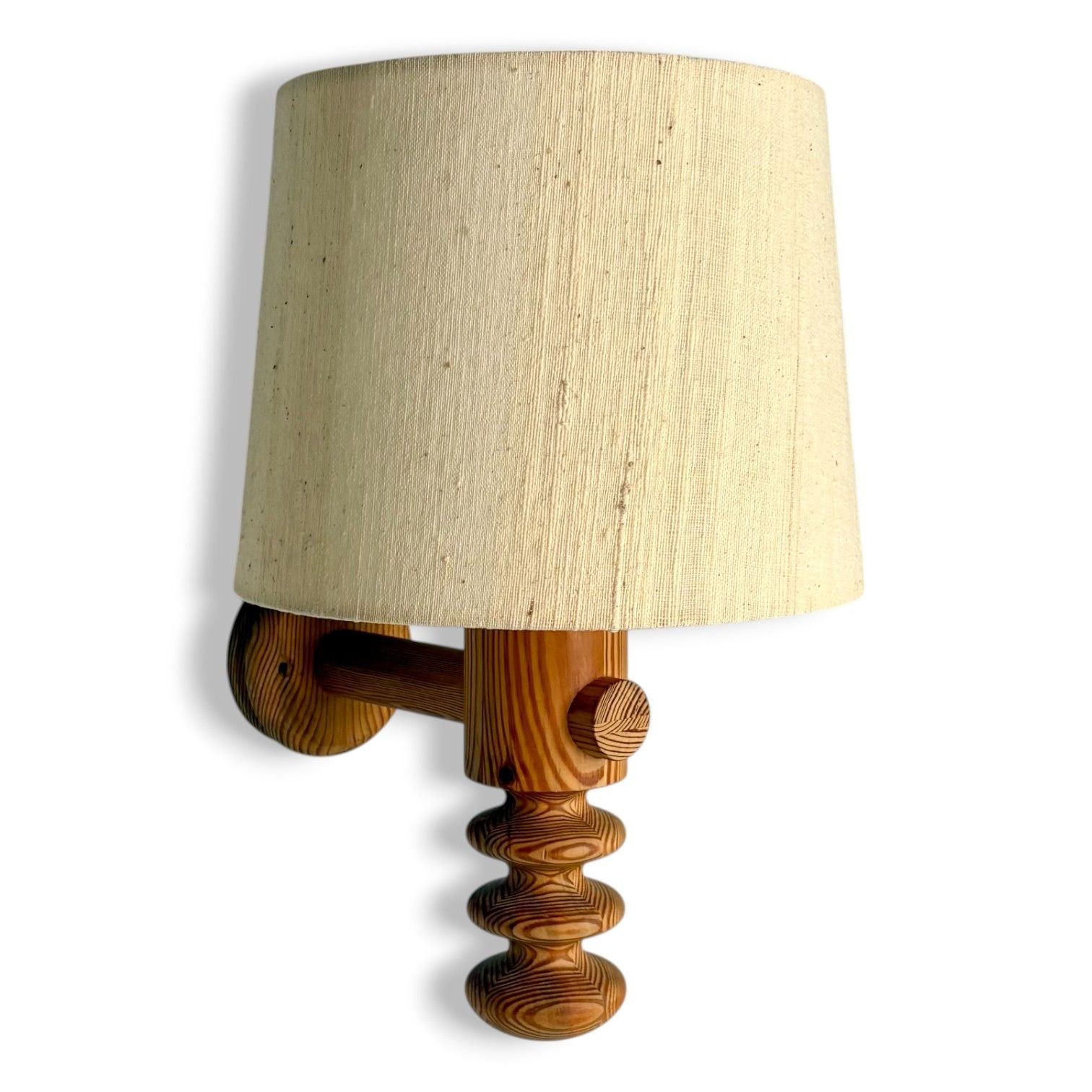 Uno Kristiansson, Swedish Modern, Pine, Fabric, Wall Sconce, Sweden, 1970s