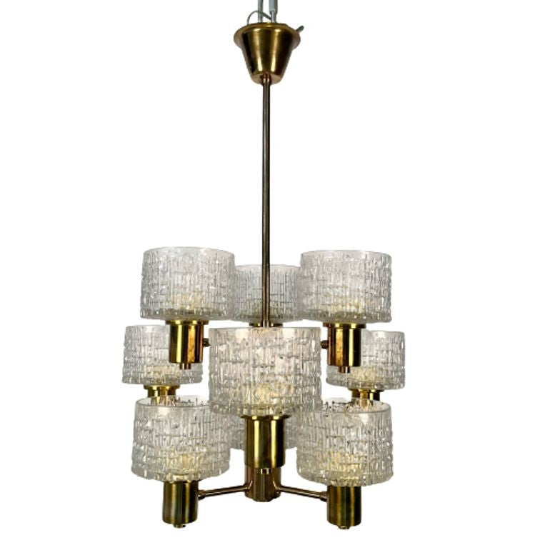 Swedish Mid-Century Modern 9 Light Chandelier / Pendant by Hans-Agne Jakobsson