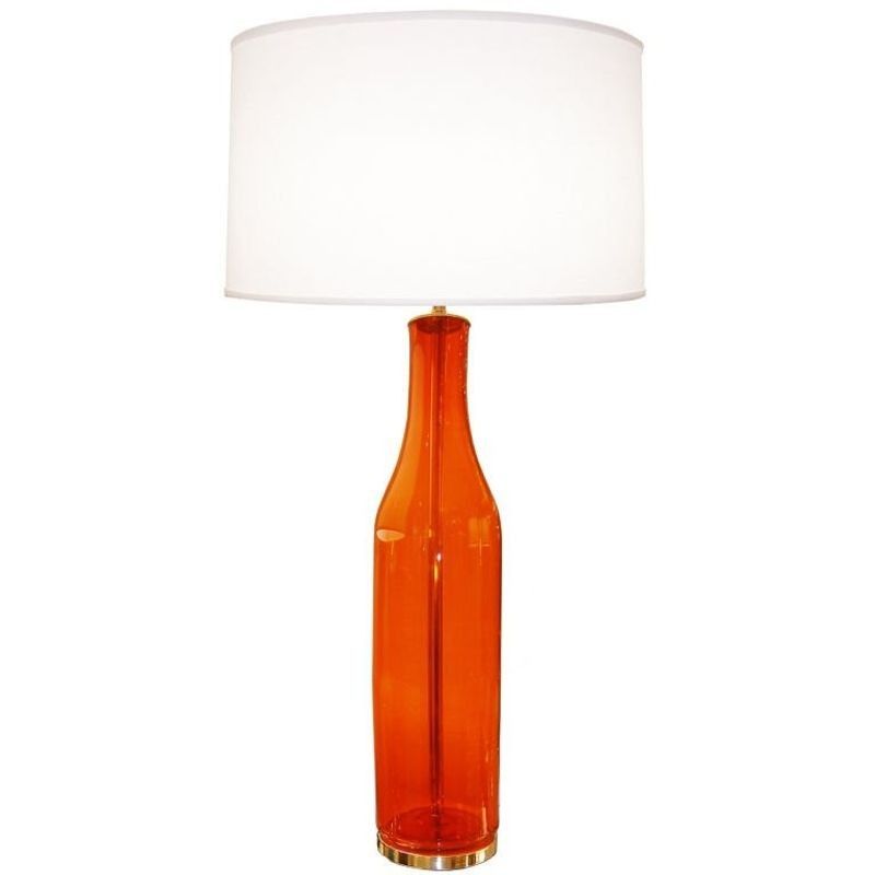 Single Mid-Century Large Orange Blown Glass Bottle Shape Table Lamp by Blenko