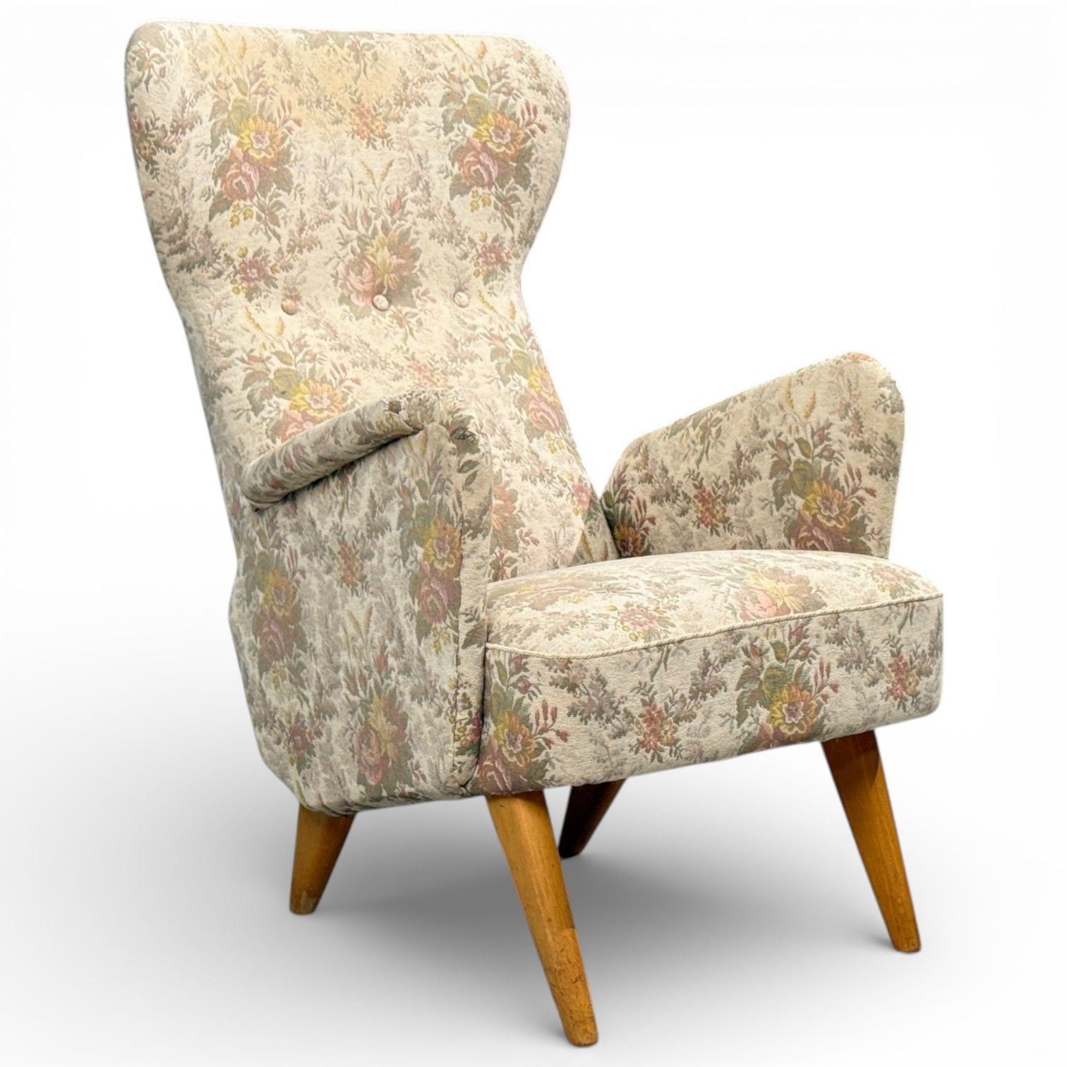 Carl Gustaf Hiort af Ornäs, Armchair, Fabric, Lacquered Wood, Finland, 1940s