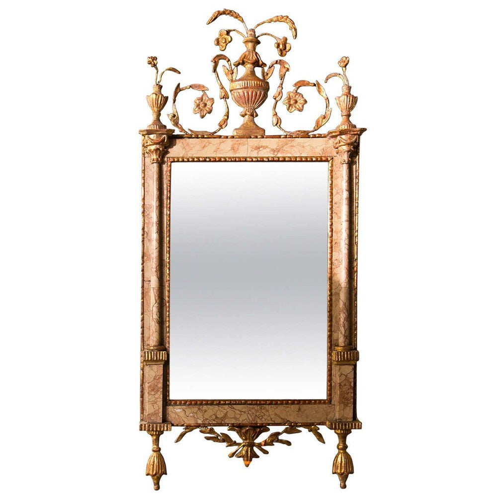 Antique 18th Century Neoclassical Style Marble Mirror