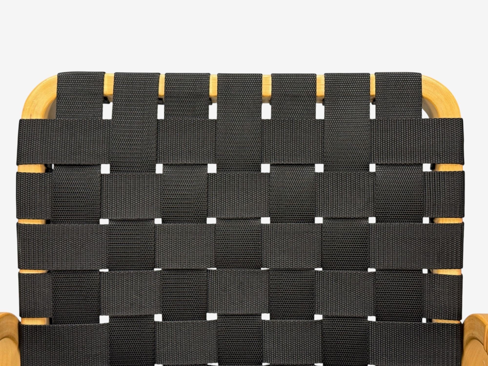 Alvar Aalto, Birch, Rattan, Black Linen Webbing, Armchairs, Finland, 1980s