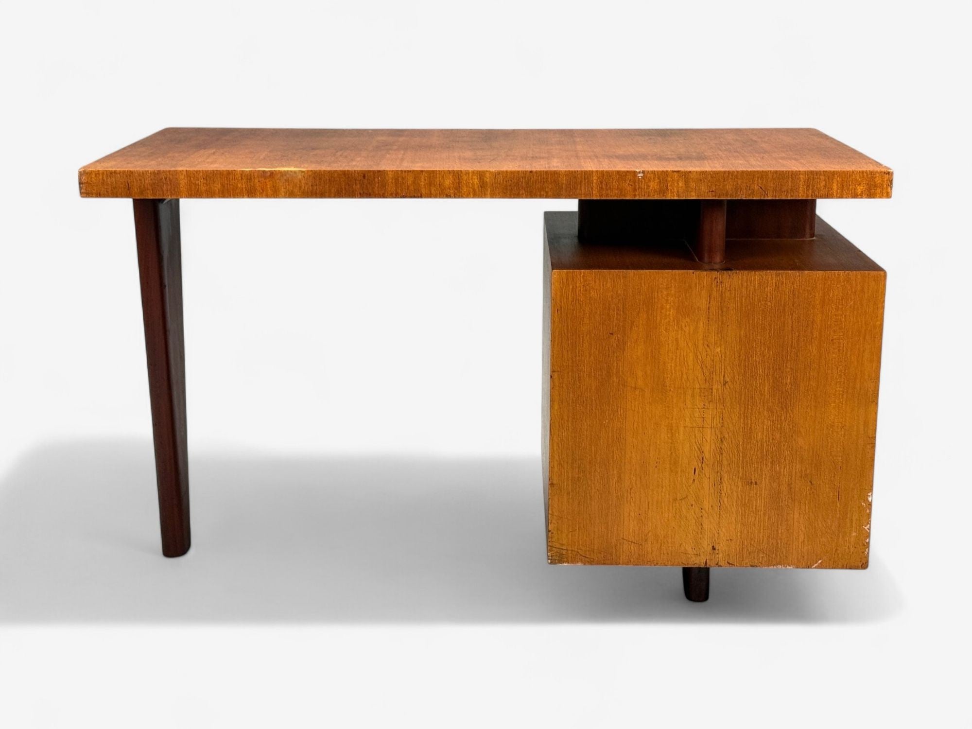 Andrew Szoeke, Satinwood, Oak, Writing Desk and Chair, USA, 1950s