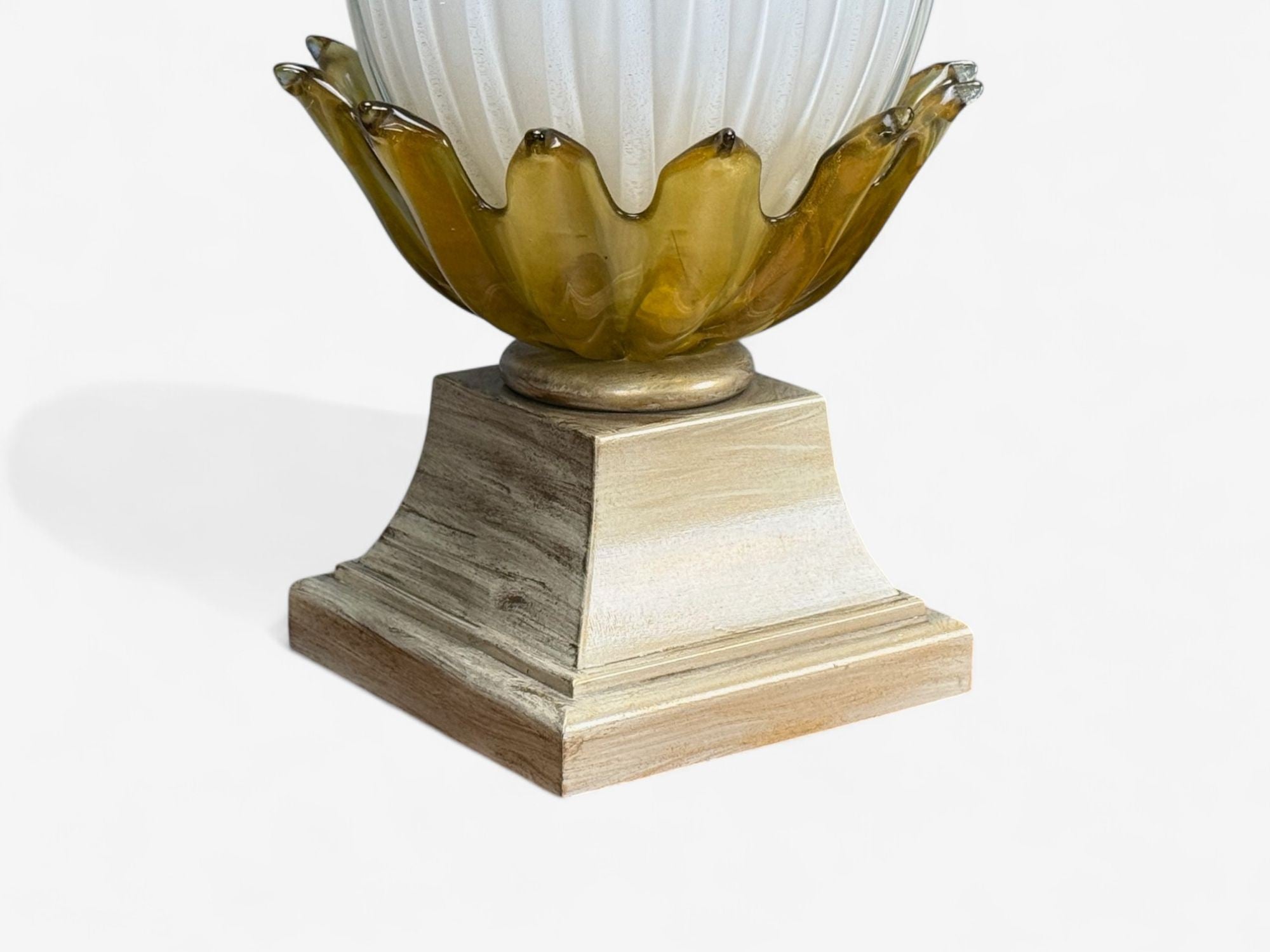 Italian Modern, Murano Glass, Wood, Large Table Lamps, Italy, 1940s
