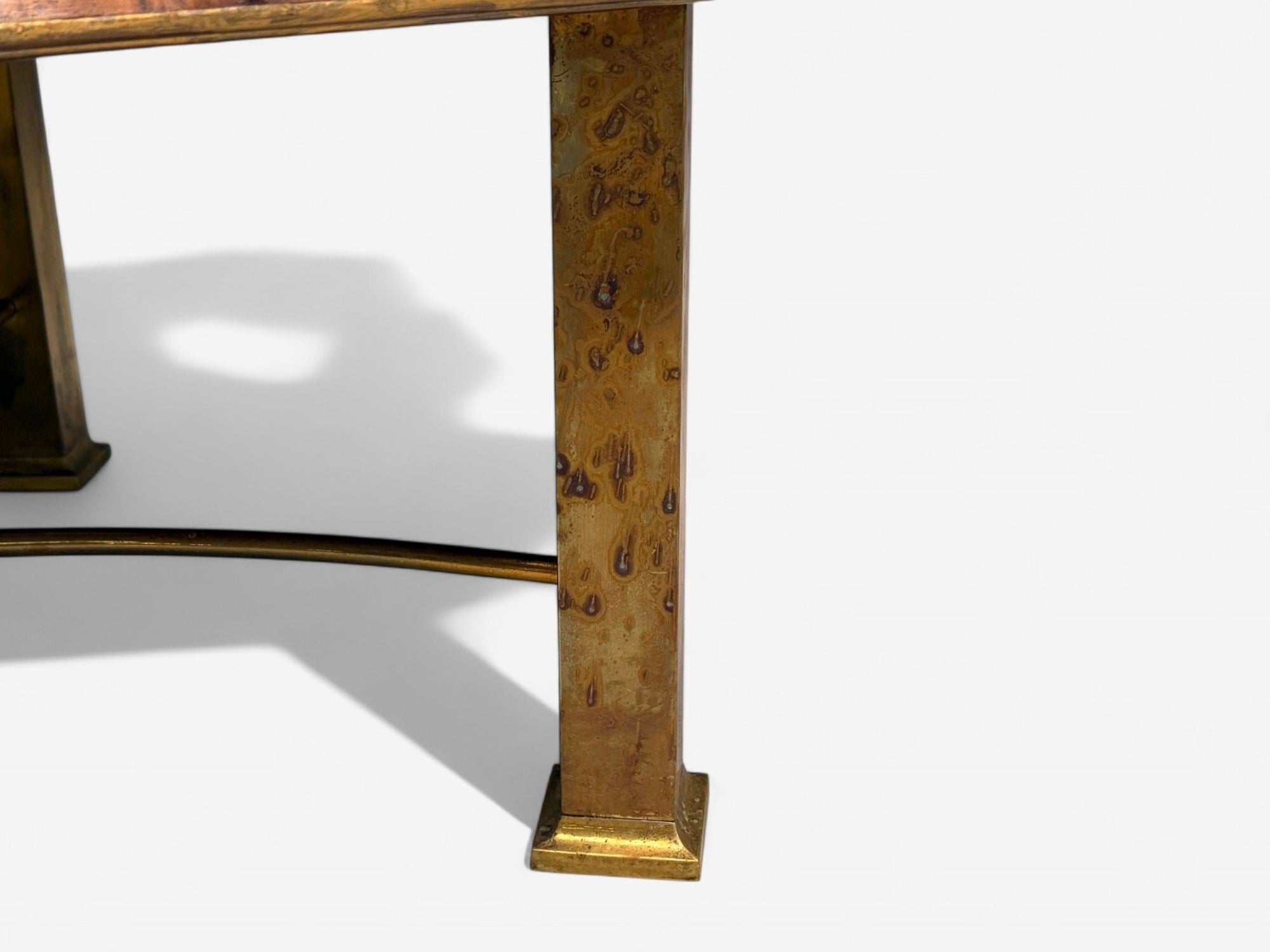 Italian Modern, Bronze, Burlwood, Monumental Coffee Table, Italy, 1940s