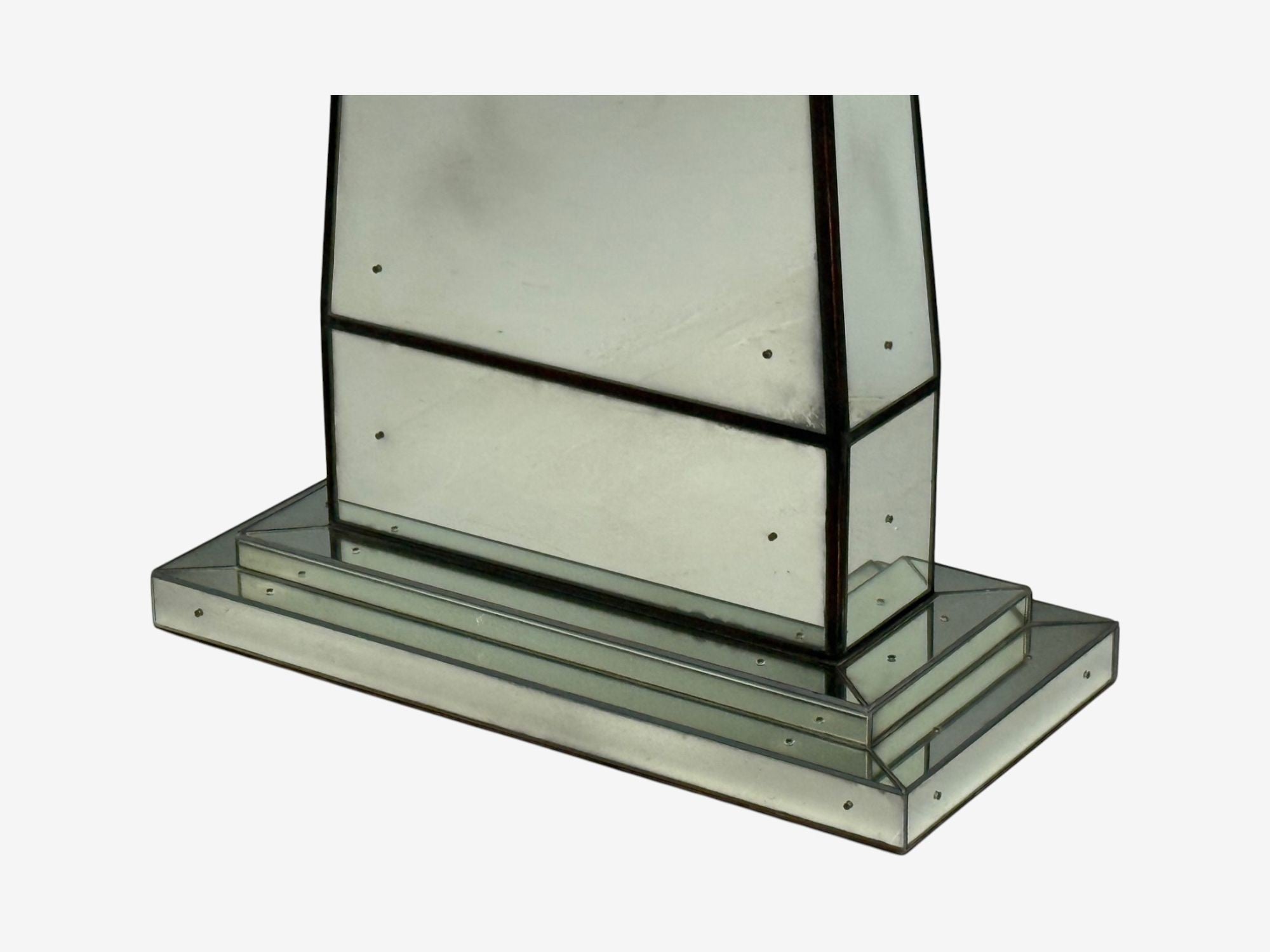 Art Deco Style, Mirrored Console Tables, Painted Wood, Distressed Glass