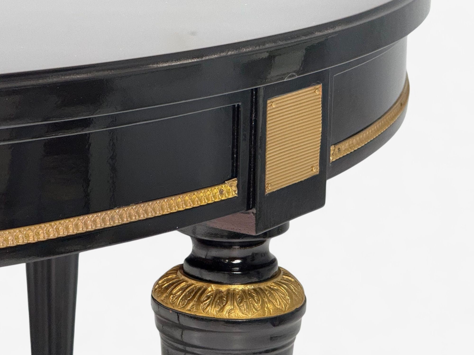 Hollywood Regency, Black Lacquer, Bronze, Ebonized Dining Table, France, 1940s