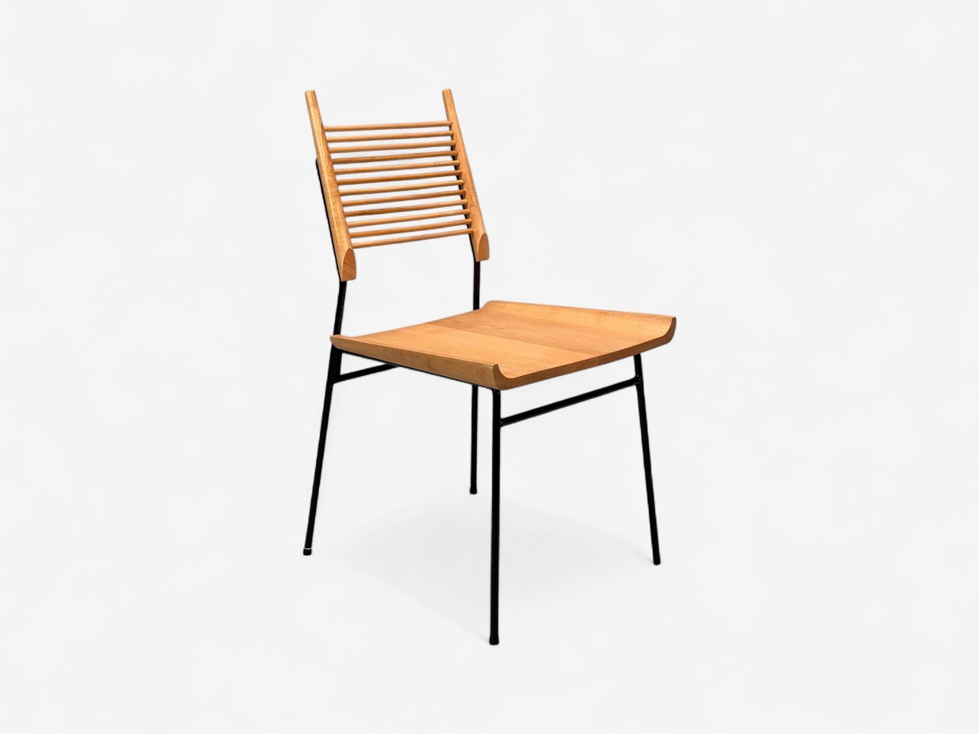 Paul McCobb, Maple, Lacquered Iron, Shovel Dining Chairs, USA, 1950s