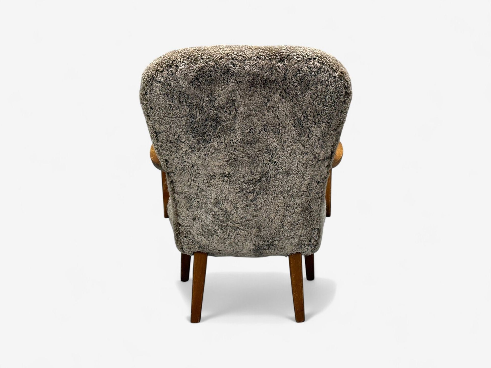 Philip Arctander Style, Shearling, Beech, Lounge Chair, Denmark, 1960s