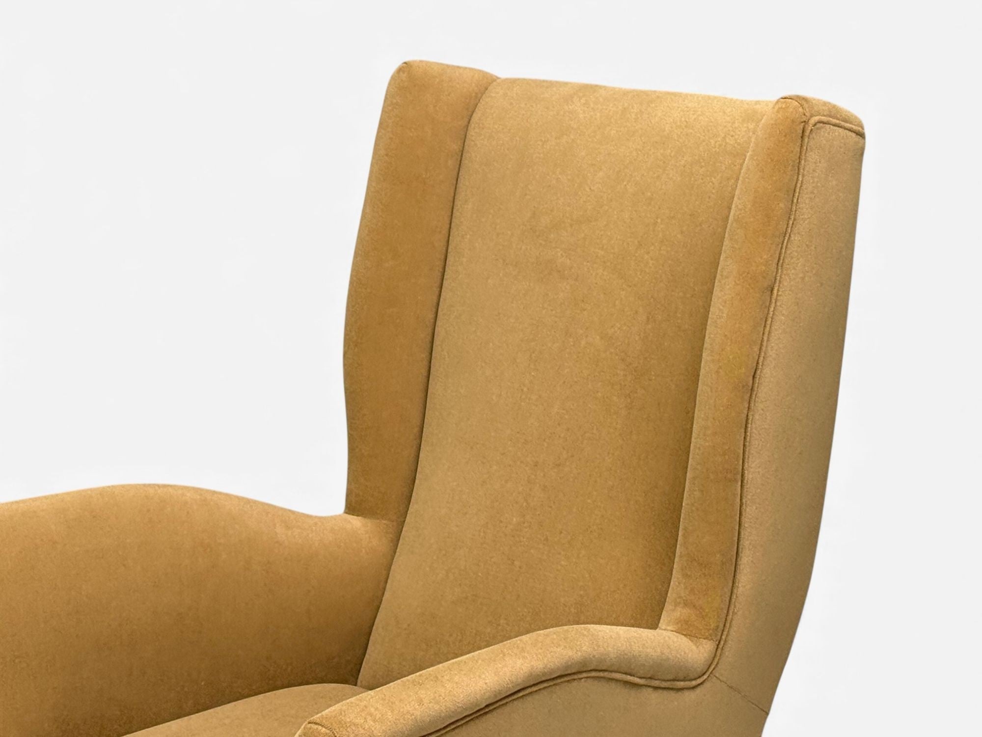 ISA Bergamo, Camel Velvet, Bronze, Wingback Chairs, Italy, 1950s