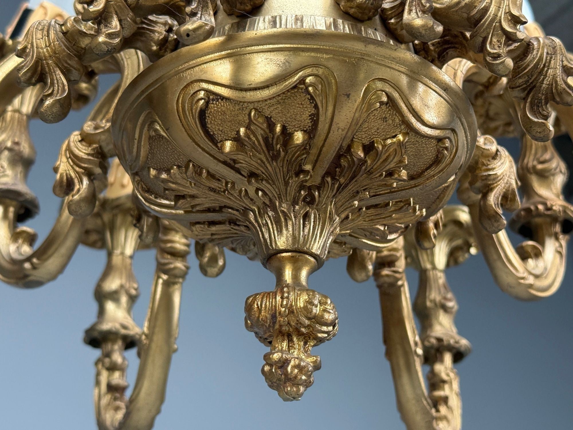 Baroque, Scroll Form Chandelier, Dore Bronze, France, 19th/20th Century