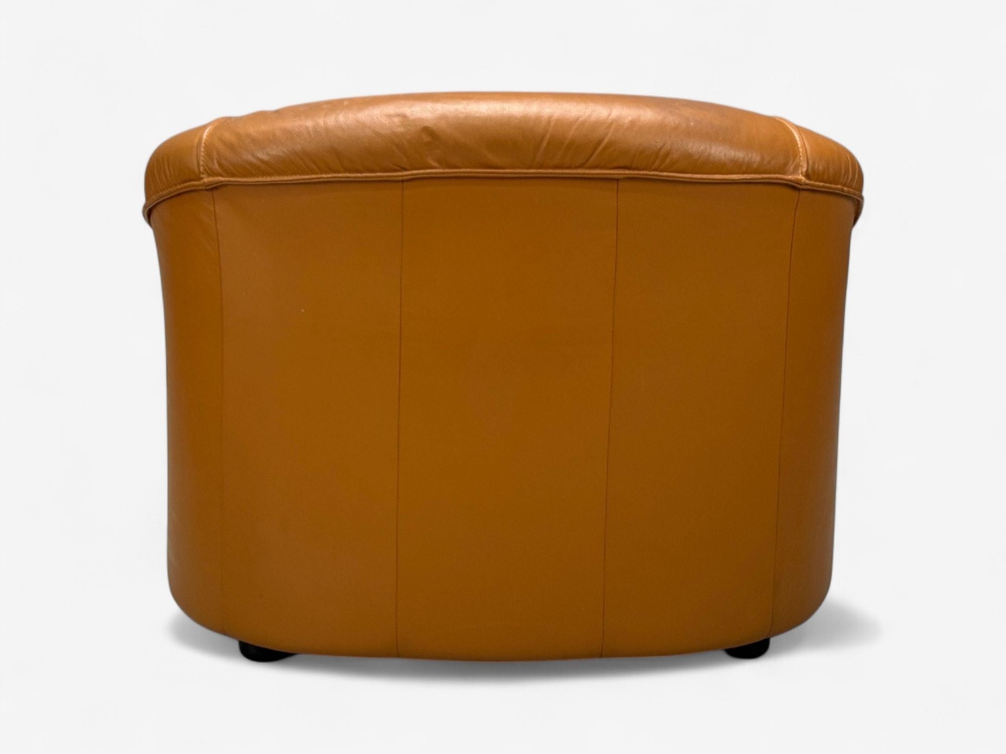 Italian Modern, Cognac Leather, Large Lounge Chairs, Italy, 1970s