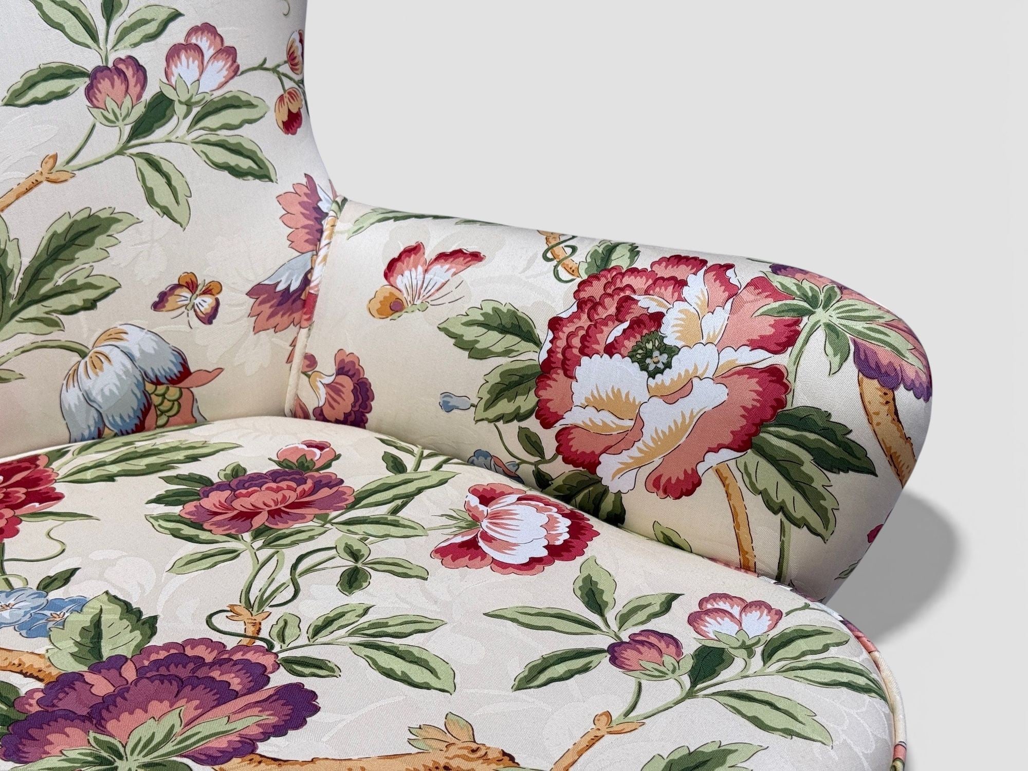 Ernst Schwadron Style, Mahogany, Fabric, Organic Lounge Chairs, USA, 1960s