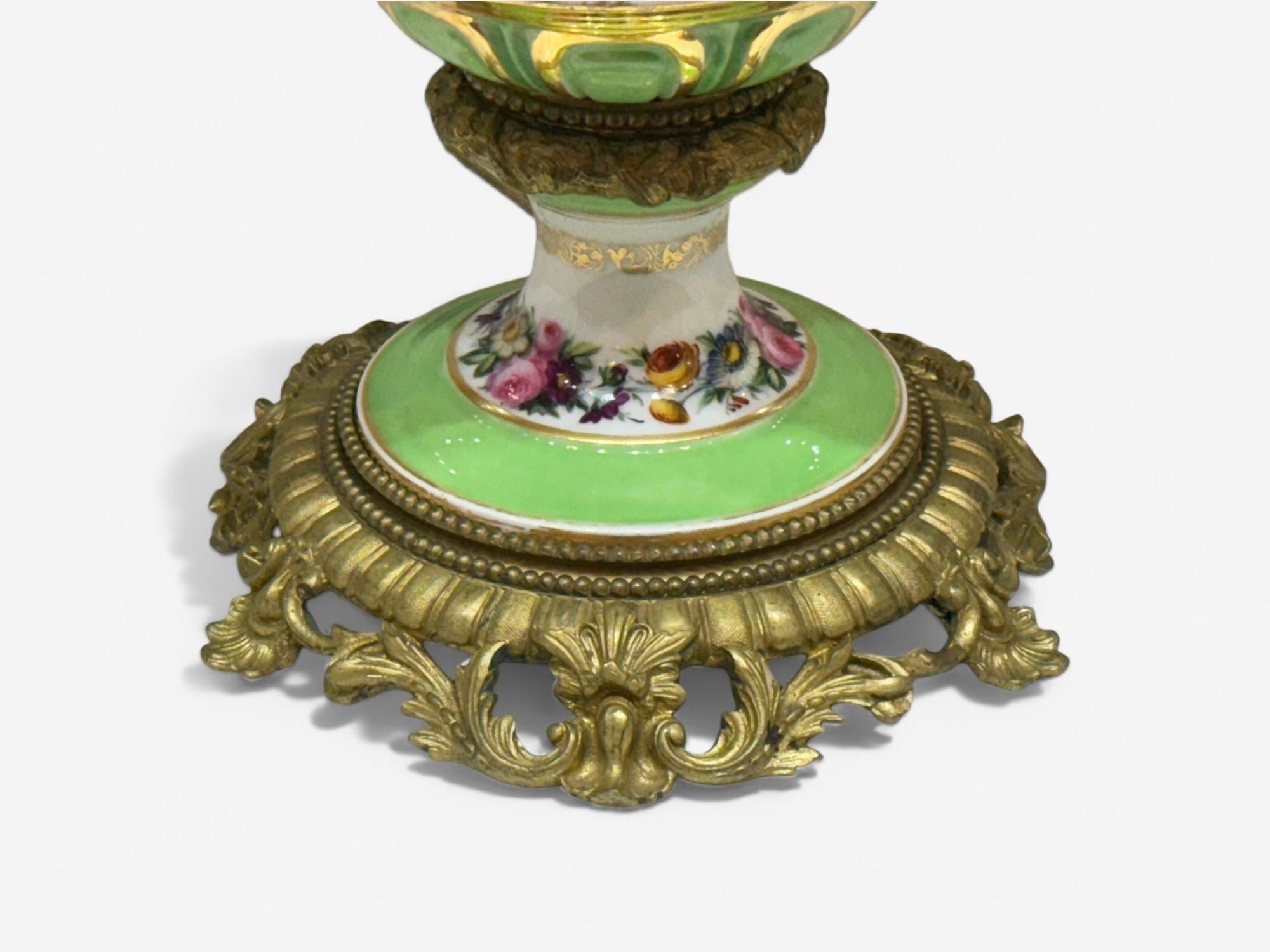 French Design, Gilt Bronze, Porcelain, Ornate Table Lamp, France, 19th C.