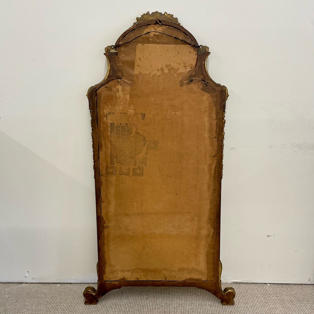 French Neoclassical Style Giltwood Wall / Console Mirror with Oval Artwork