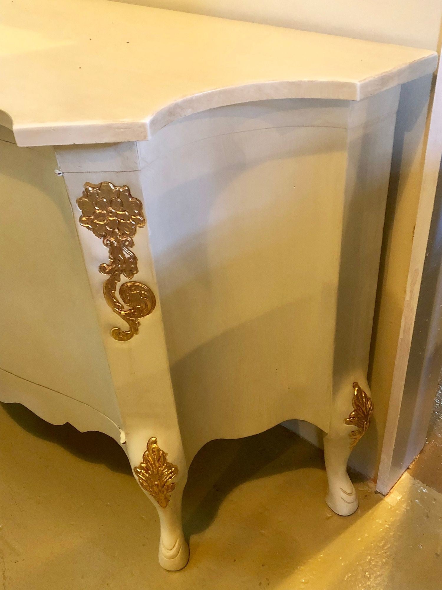 Louis XV Style Parcel-Gilt and Paint Decorated Two-Door Cabinet Server Sideboard