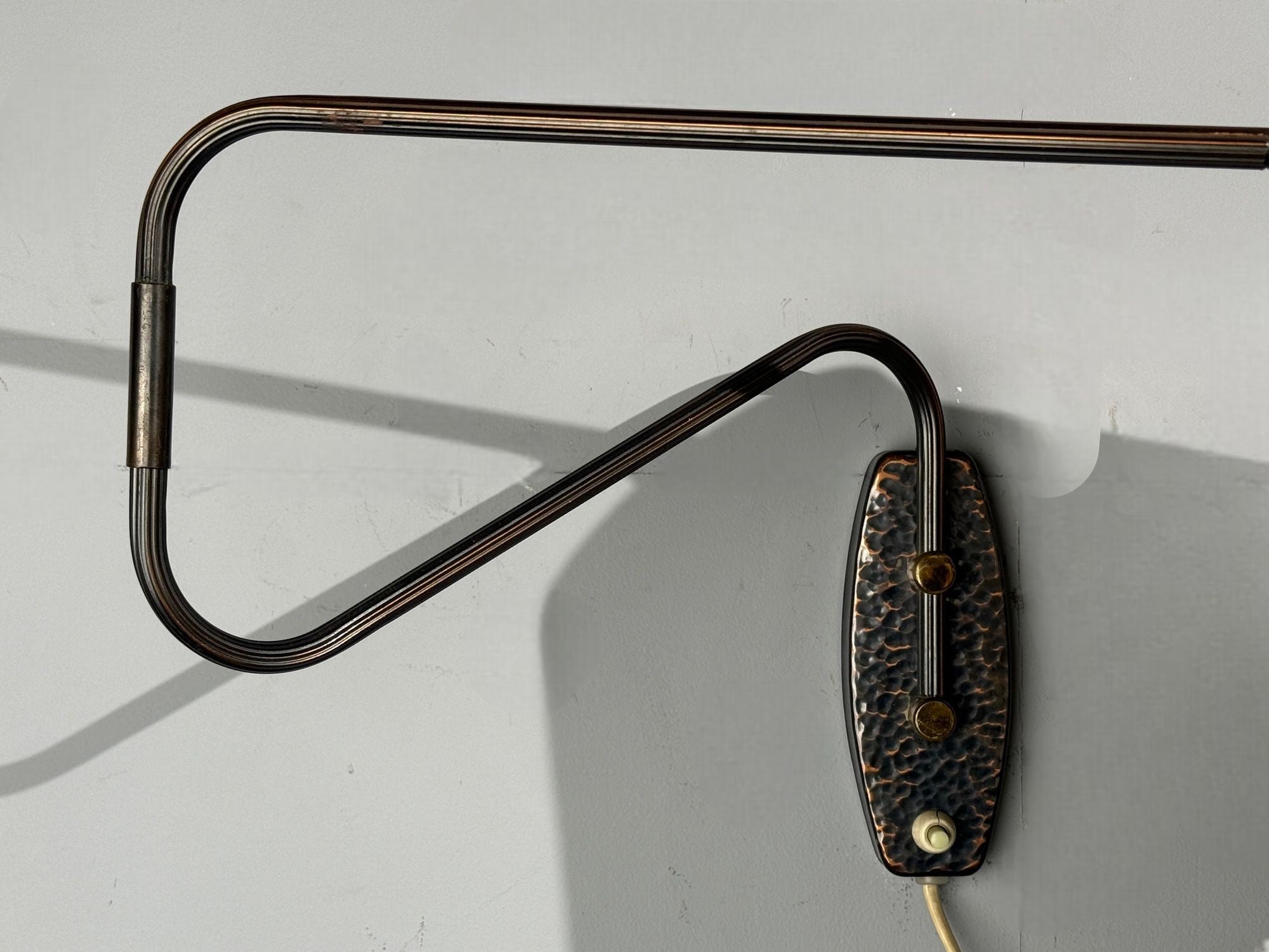 Swedish Modern, Adjustable Wall Light, Copper, Sweden, 1970s