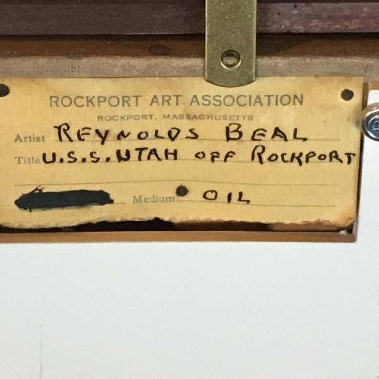 Reynolds Beal, Impressionist Oil Painting, USS Utah Rockport Mass, American 1928