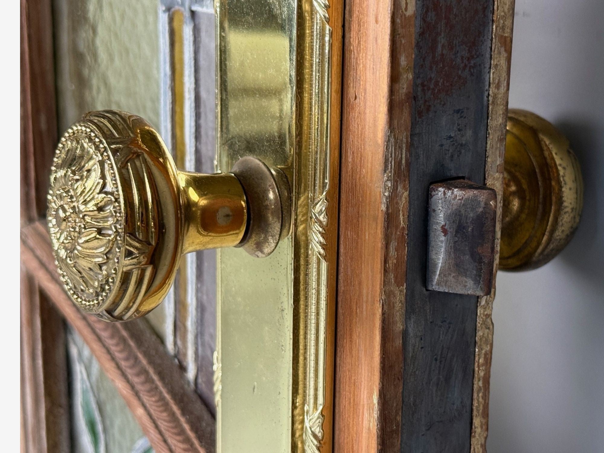 Neoclassical, Wood, Art Glass, Large Stained Glass Doors, Italy, 1930s