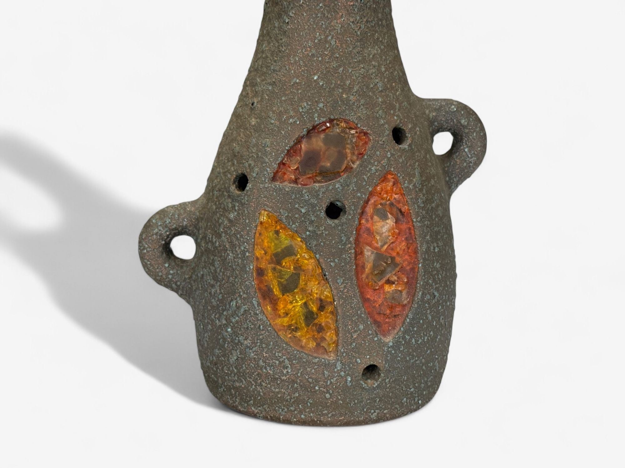 Accolay, Ceramic, Stained Glass, Spun Resin, Table Lamp, France, 1960s