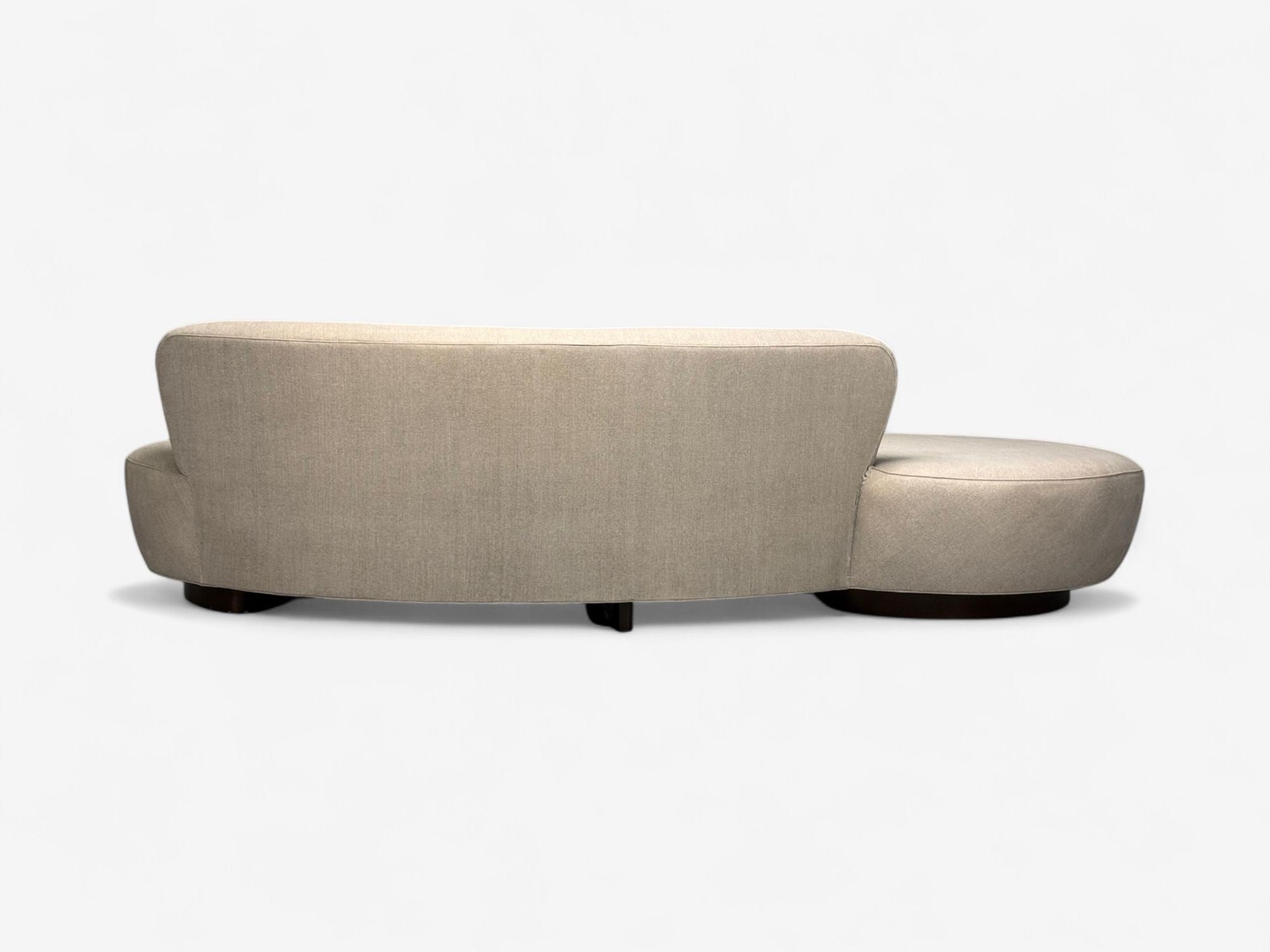 Vladimir Kagan, Walnut, Fabric, Monumental Serpentine Sofa, USA, 2000s