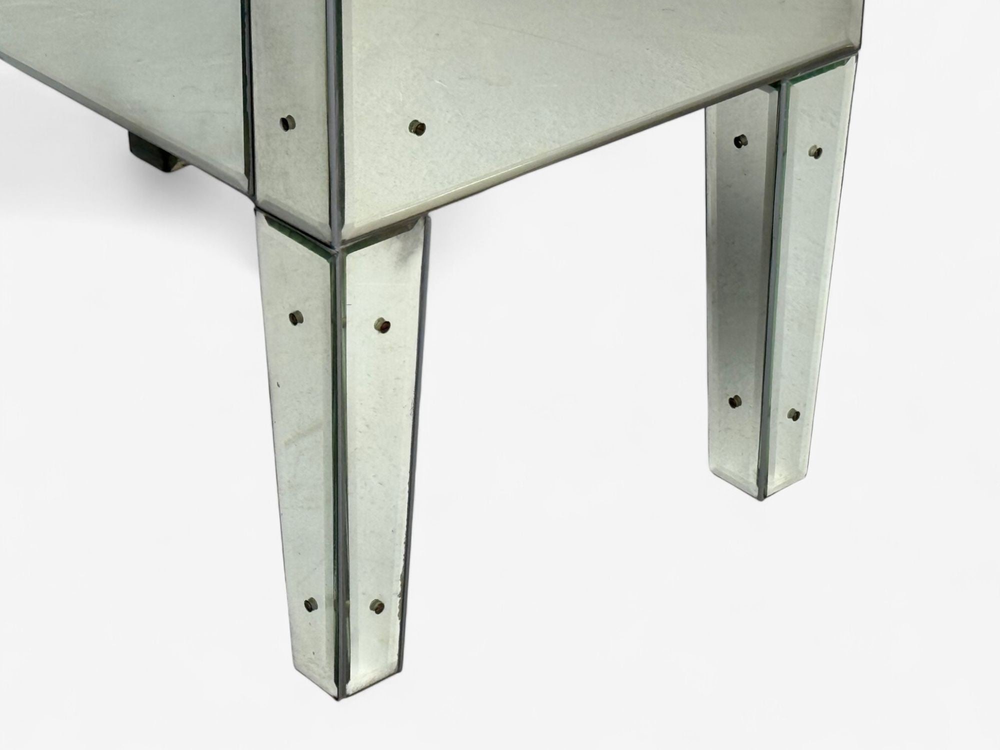 Hollywood Regency Style, Wood, Antique Beveled Glass, Mirrored Nightstands