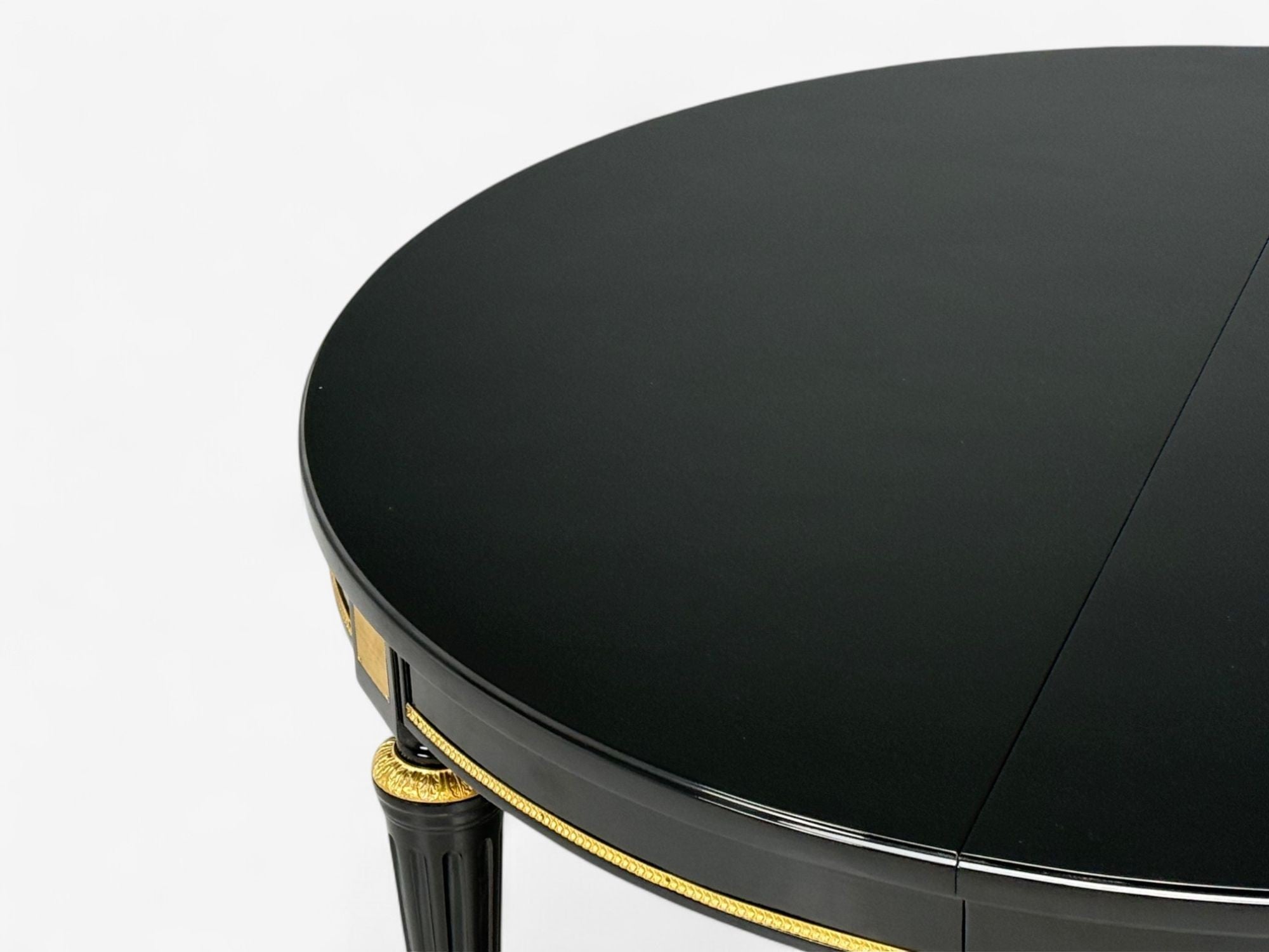 Hollywood Regency, Black Lacquer, Bronze, Ebonized Dining Table, France, 1940s